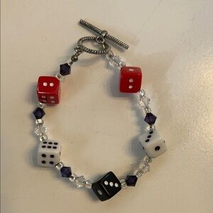 Red and Black Dice Beaded Bracelet